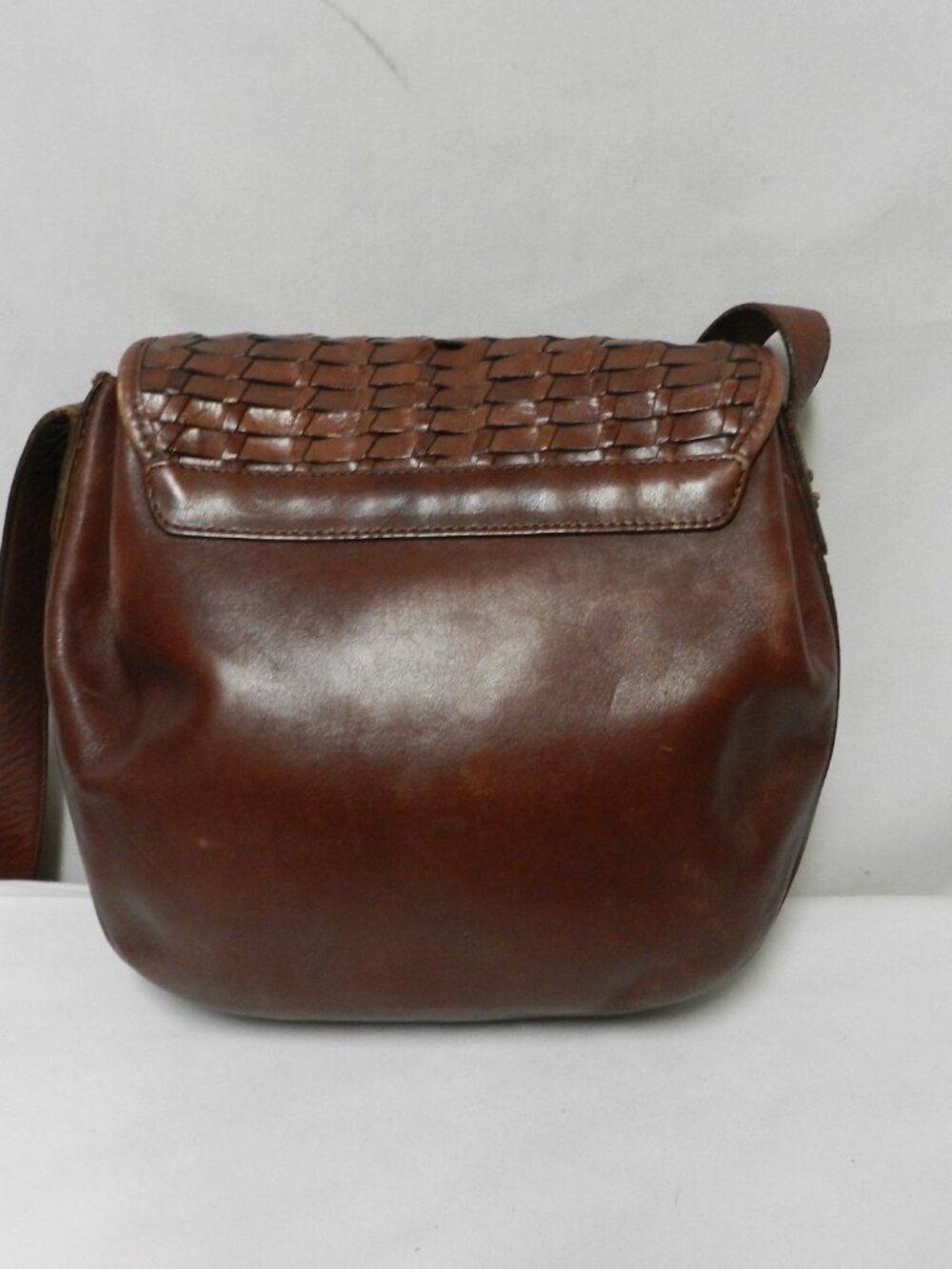 Fossil Vintage Woven Leather shoulder bag purse basket weave brown adjustable - Picture 2 of 15